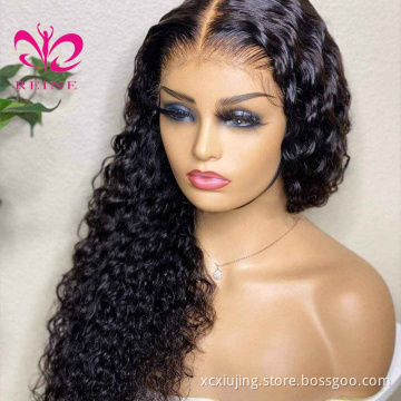Fast ship Brazilian virgin HD lace frontal human hair wigs for black women with factory price, curly double drawn human hair wig